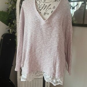 Jessica Simpson blush pink lace bottom sweater